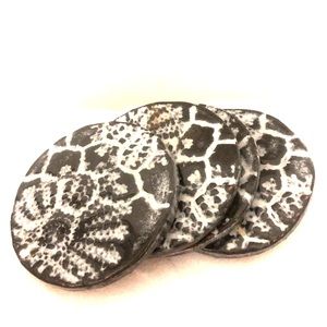 Anthro lace imprint glazed terra-cotta coasters